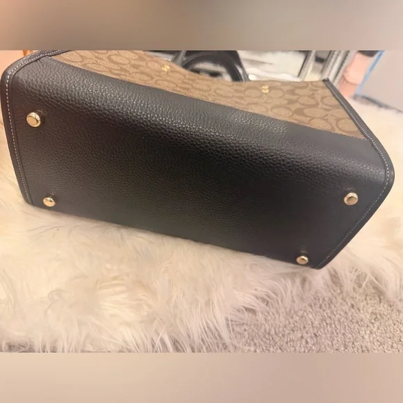 Coach x Disney Brown Signature Tote with Black Trim and Disney Patch Accents - Picture 5 of 12